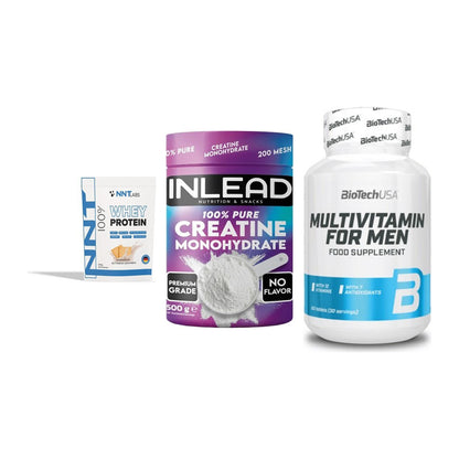 Einsteiger-Set: NNT Whey + INLEAD Creatine + BioTech Multivit – alle enthaltenen Artikel