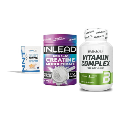 Einsteiger-Set: NNT Whey + INLEAD Creatine + BioTech Vitamin – alle enthaltenen Artikel