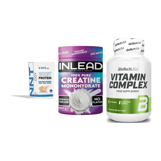 Einsteiger-Set: NNT Whey + INLEAD Creatine + BioTech Vitamin – alle enthaltenen Artikel