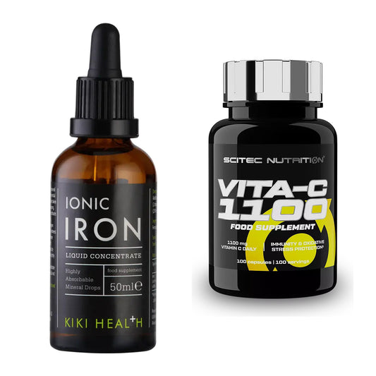 Eisen & Vitamin C: KIKI Health Liquid Iron + Scitec Vitamin C 1100 – alle enthaltenen Artikel