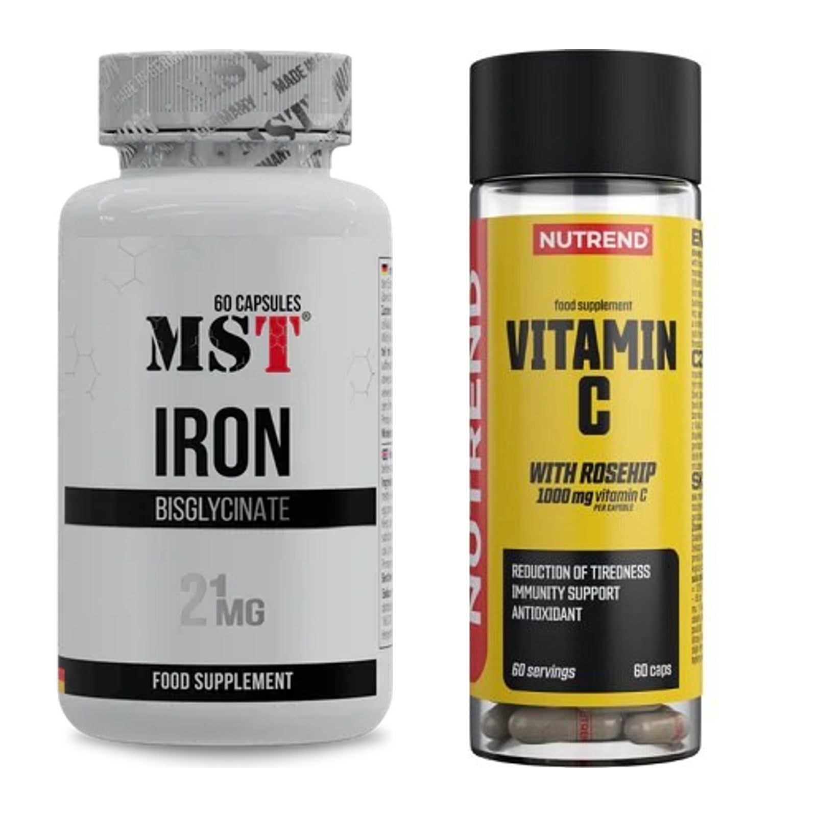 Eisen & Vitamin C: MST Iron Bisglycinate + Nutrend Vitamin C 1000 mg – alle enthaltenen Artikel