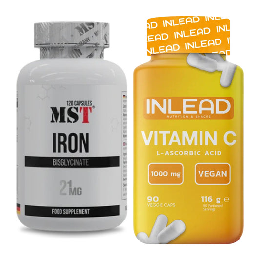 Eisen & Vitamin C: MST Iron Bisglycinate120 Kapseln + INLEAD Vitamin C – alle enthaltenen Artikel