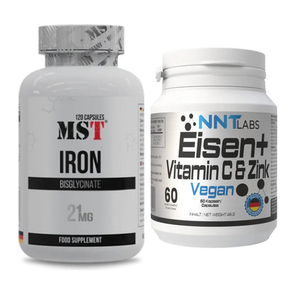 Eisen & Vitamin C: MST Iron Bisglycinate120 + NNT Eisen + Vitamin C – alle enthaltenen Artikel