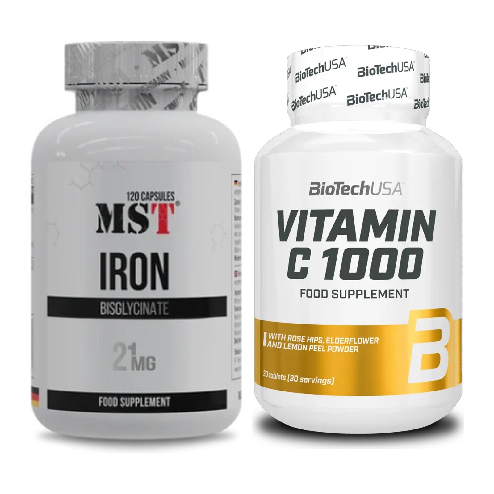 Eisen & Vitamin C: MST Iron Bisglycinate120 + BioTech Vitamin C 1000 – alle enthaltenen Artikel