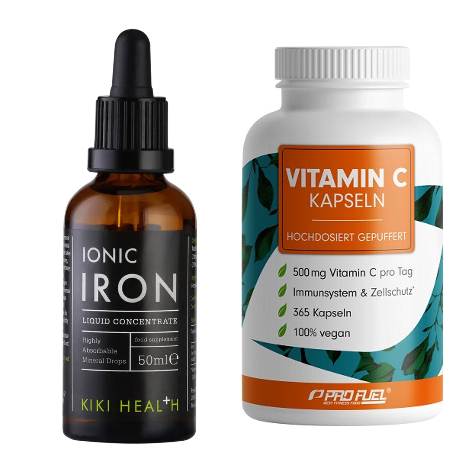 Eisen & Vitamin C: KIKI Health Liquid Iron + ProFuel Vitamin C – alle enthaltenen Artikel