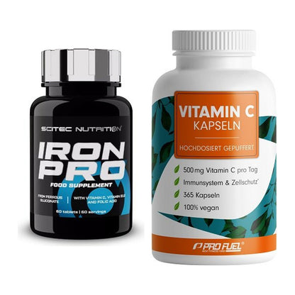 Eisen & Vitamin C: Scitec Iron Pro + ProFuel Vitamin C gepuffert – alle enthaltenen Artikel
