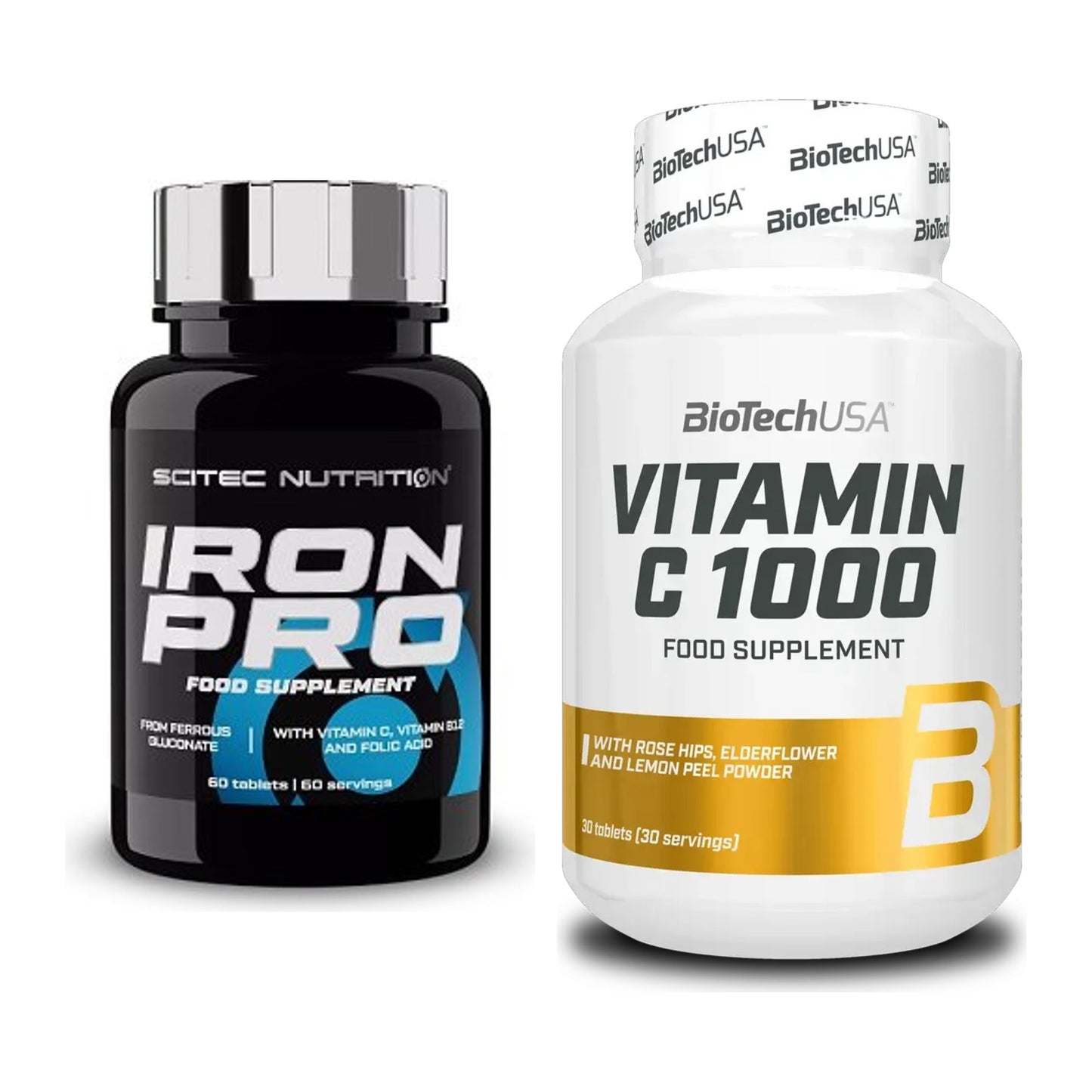 Eisen & Vitamin C: Scitec Iron Pro + BioTech Vitamin C 1000 30 Tabl. – alle enthaltenen Artikel