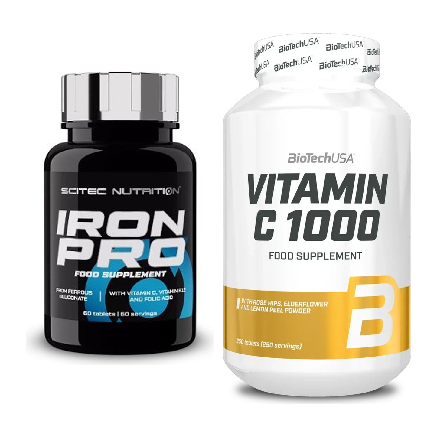 Eisen & Vitamin C: Scitec Iron Pro + BioTech Vitamin C 1000 250 Tabl. – alle enthaltenen Artikel