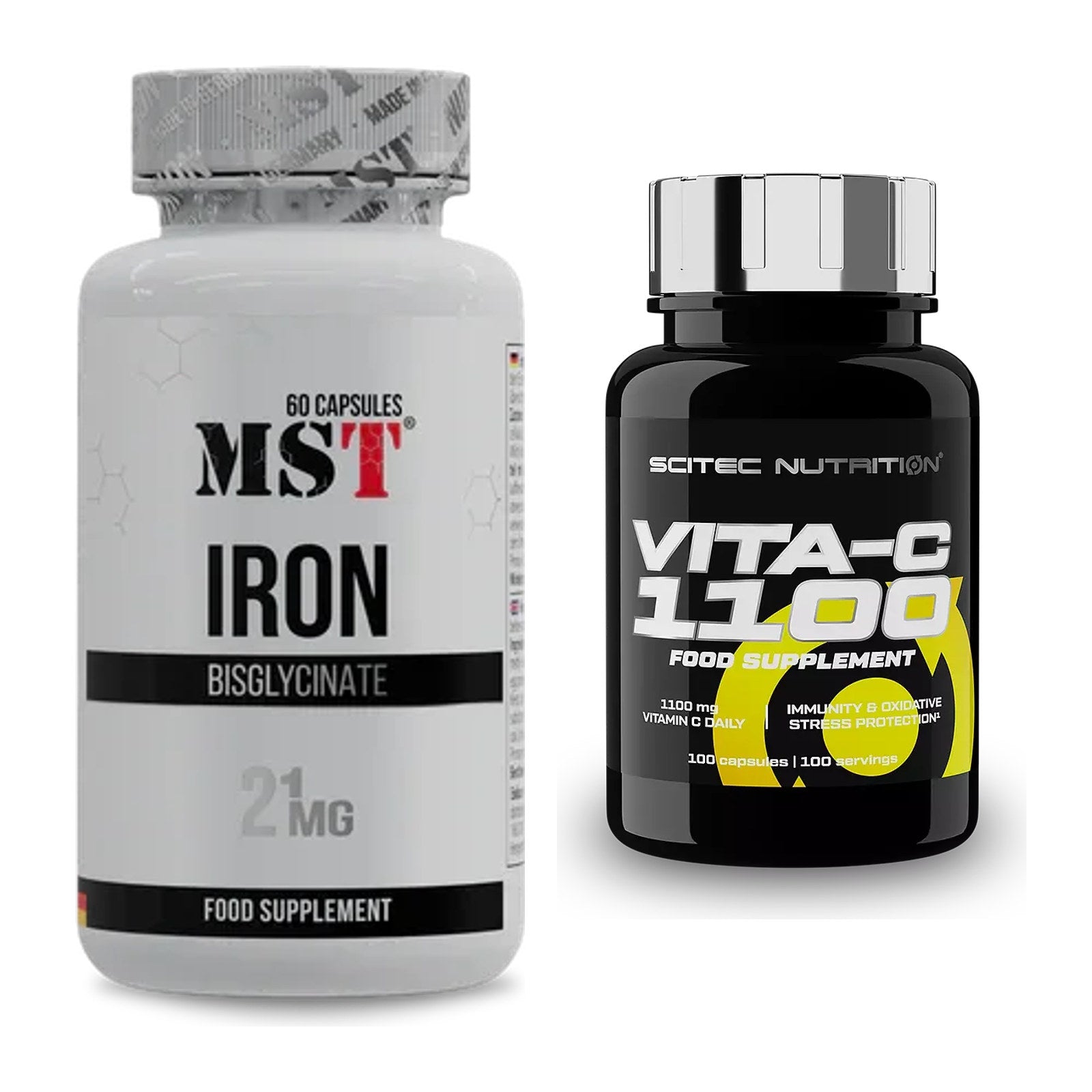 Eisen & Vitamin C: MST Iron Bisglycinate + Scitec Vitamin C 1100 – alle enthaltenen Artikel