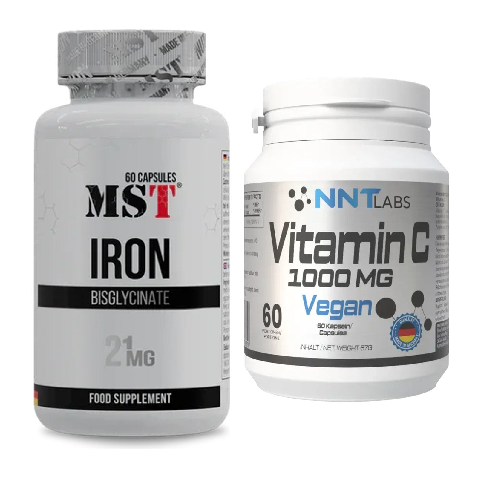 Eisen & Vitamin C: MST Iron Bisglycinate + NNT Vitamin C 1000 mg – alle enthaltenen Artikel