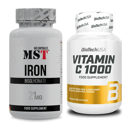 Eisen & Vitamin C: MST Iron Bisglycinate + BioTech Vitamin C 1000 – alle enthaltenen Artikel