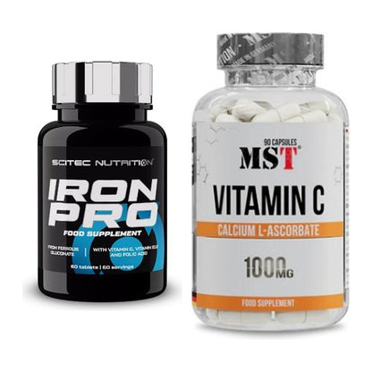 Eisen & Vitamin C: Scitec Iron Pro + MST Vitamin C Calcium L-Ascorbate – alle enthaltenen Artikel