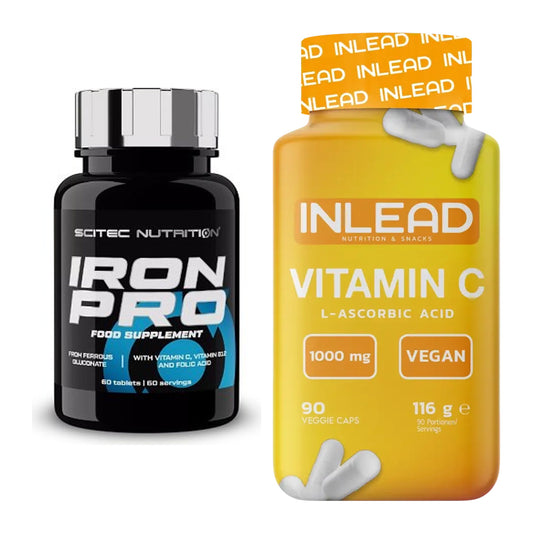 Eisen & Vitamin C: Scitec Iron Pro + INLEAD Vitamin C – alle enthaltenen Artikel