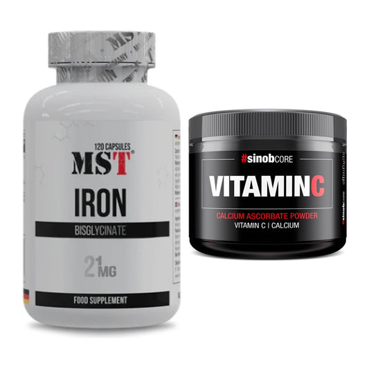 Eisen & Vitamin C: MST Iron Bisglycinate120 + Sinob Vitamin C Calcium – alle enthaltenen Artikel