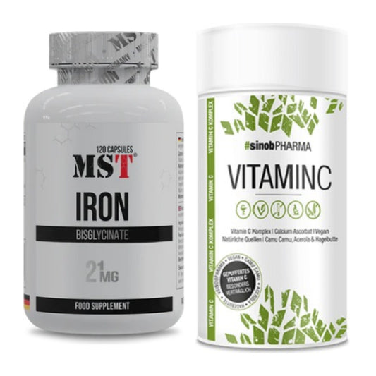 Eisen & Vitamin C: MST Iron Bisglycinate120 Kapseln + Sinob Vitamin C – alle enthaltenen Artikel