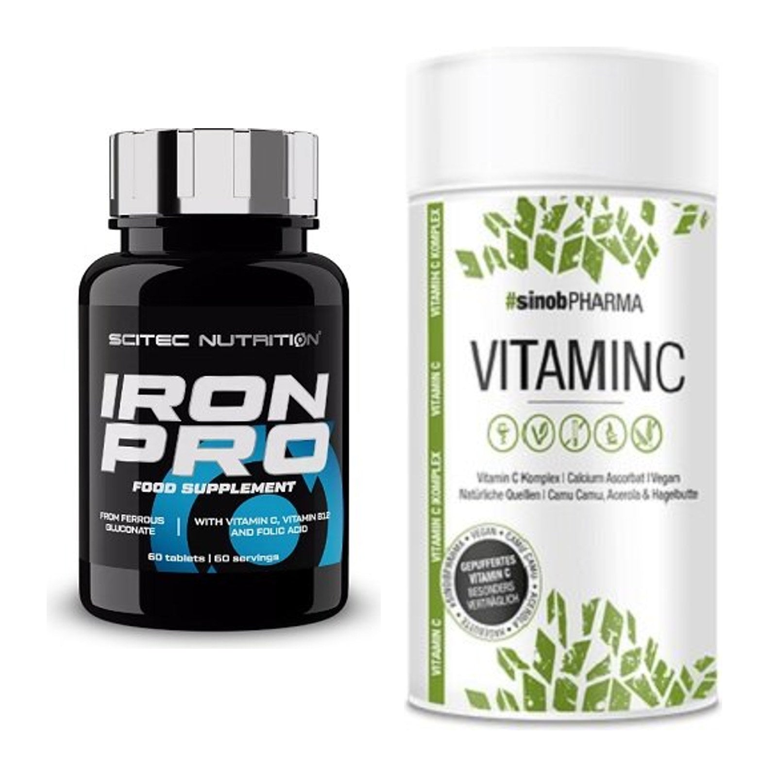 Eisen & Vitamin C: Scitec Iron Pro + Sinob Vitamin C – alle enthaltenen Artikel