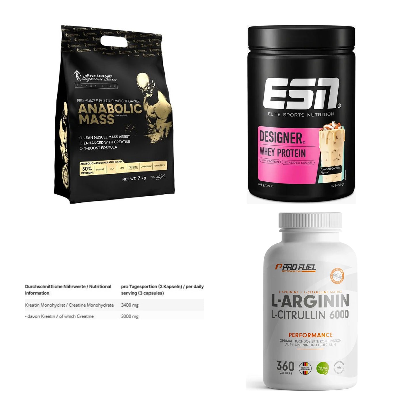 Masseaufbau für Fortgeschrittene: Kevin Levrone Anabolic + 3 weitere – alle enthaltenen Artikel