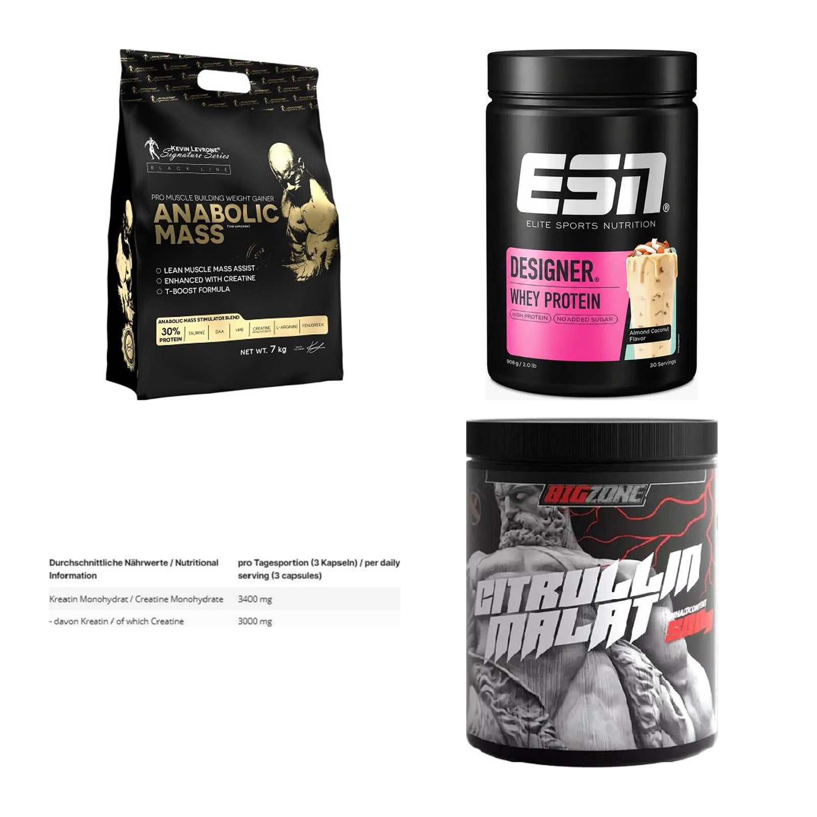 Masseaufbau für Fortgeschrittene: Kevin Levrone Anabolic + 3 weitere – alle enthaltenen Artikel