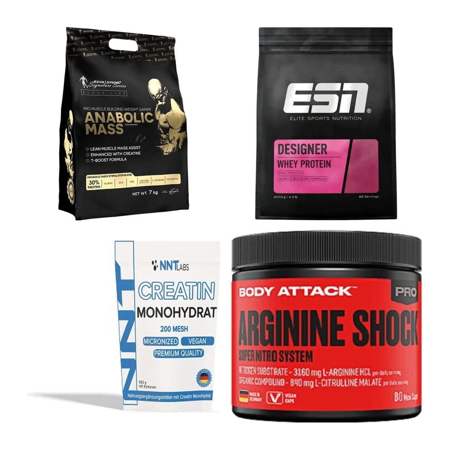 Masseaufbau für Fortgeschrittene: Kevin Levrone Anabolic + 3 weitere – alle enthaltenen Artikel