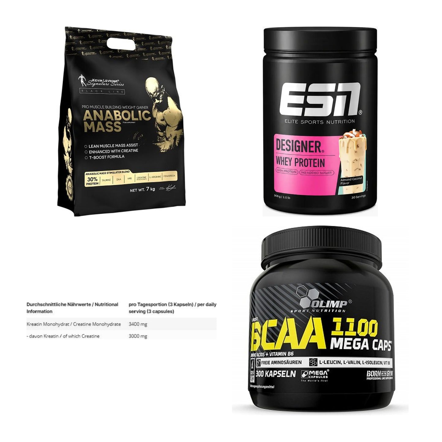 Masseaufbau für Fortgeschrittene: Kevin Levrone Anabolic + 3 weitere – alle enthaltenen Artikel