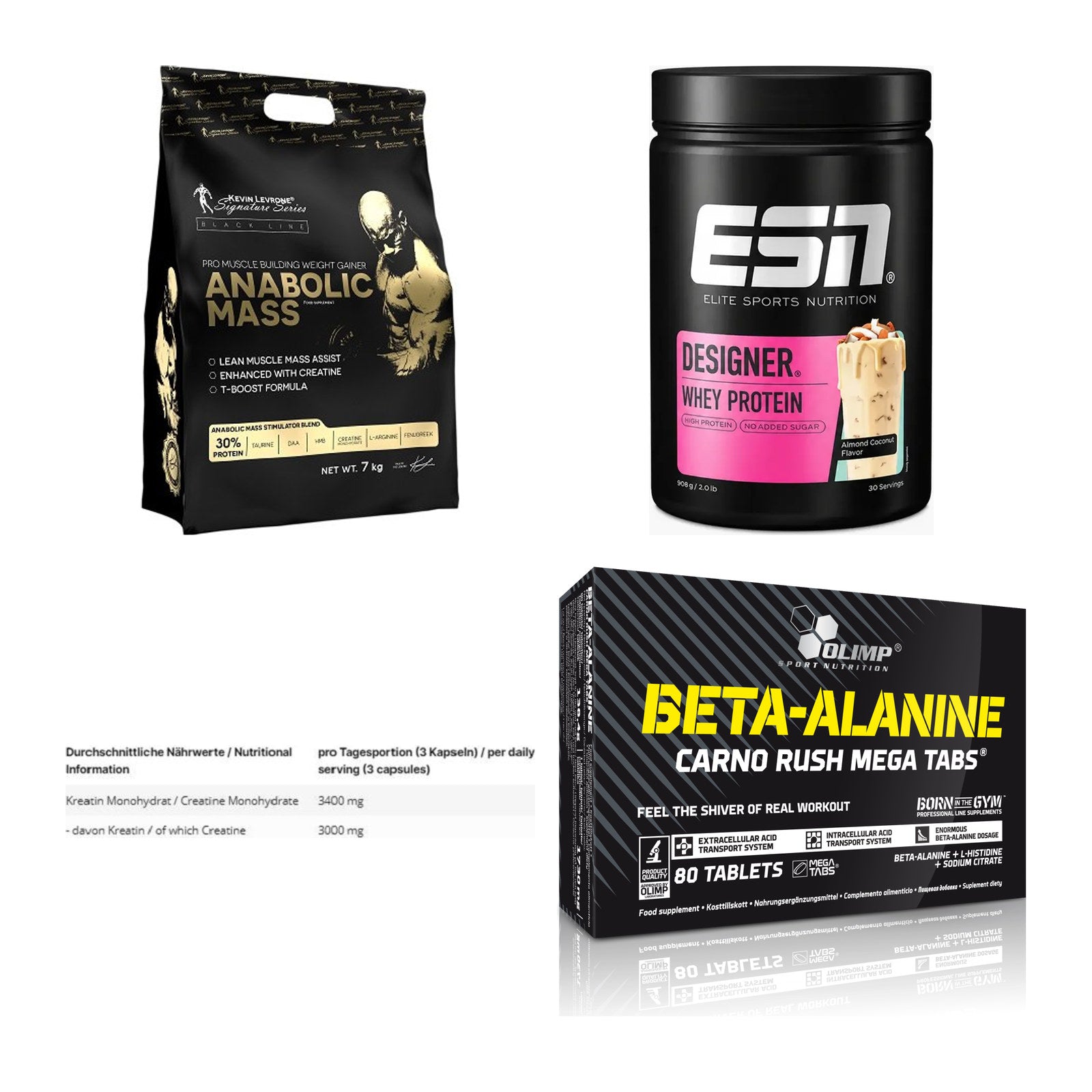 Masseaufbau für Fortgeschrittene: Kevin Levrone Anabolic + 3 weitere – alle enthaltenen Artikel