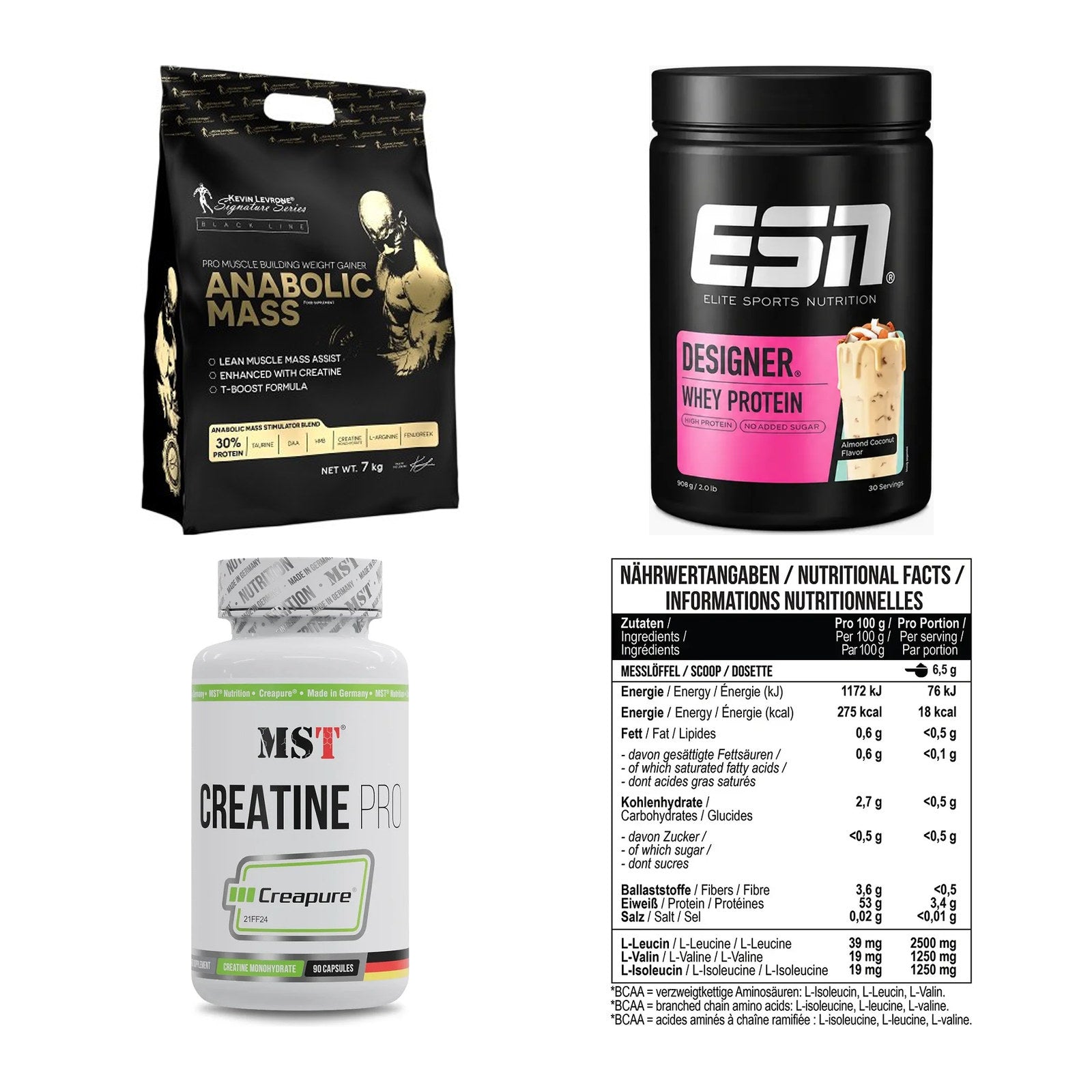 Masseaufbau für Fortgeschrittene: Kevin Levrone Anabolic + 3 weitere – alle enthaltenen Artikel