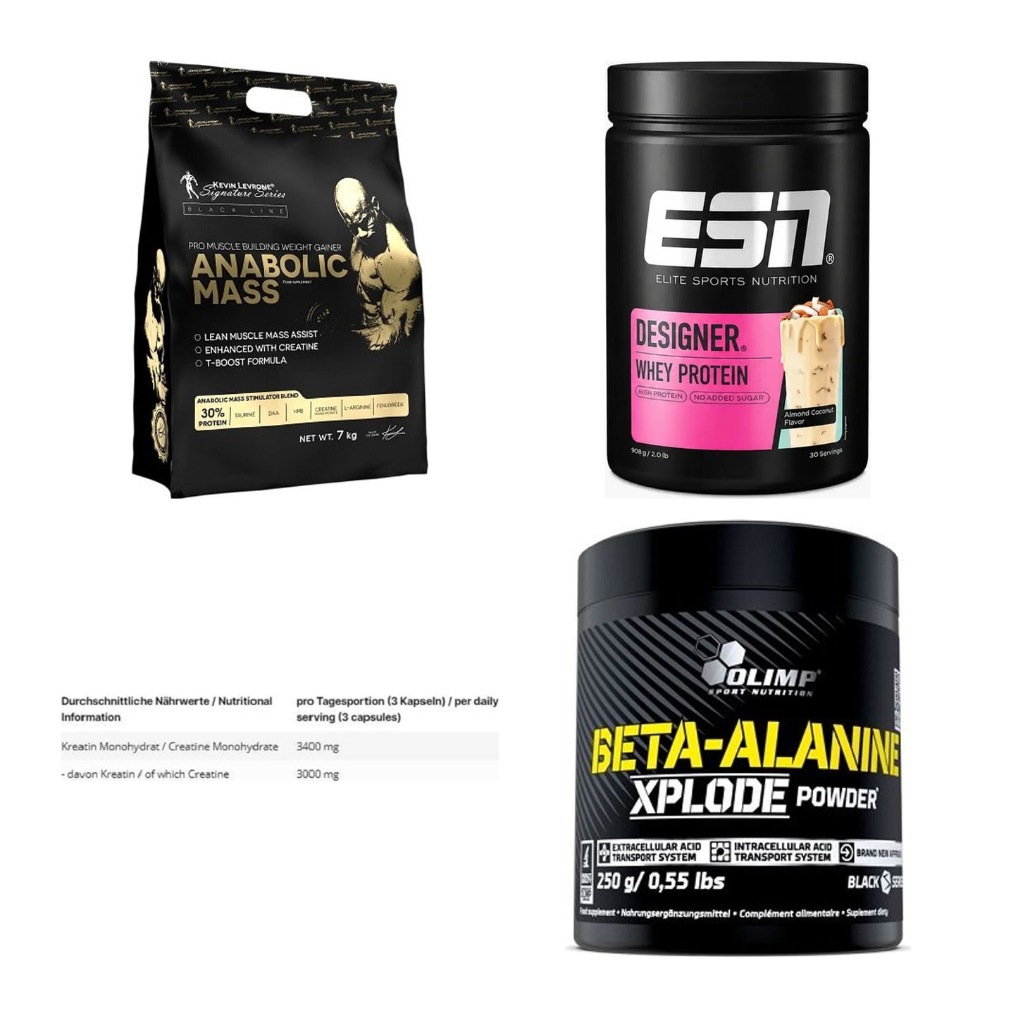 Masseaufbau für Fortgeschrittene: Kevin Levrone Anabolic + 3 weitere – alle enthaltenen Artikel