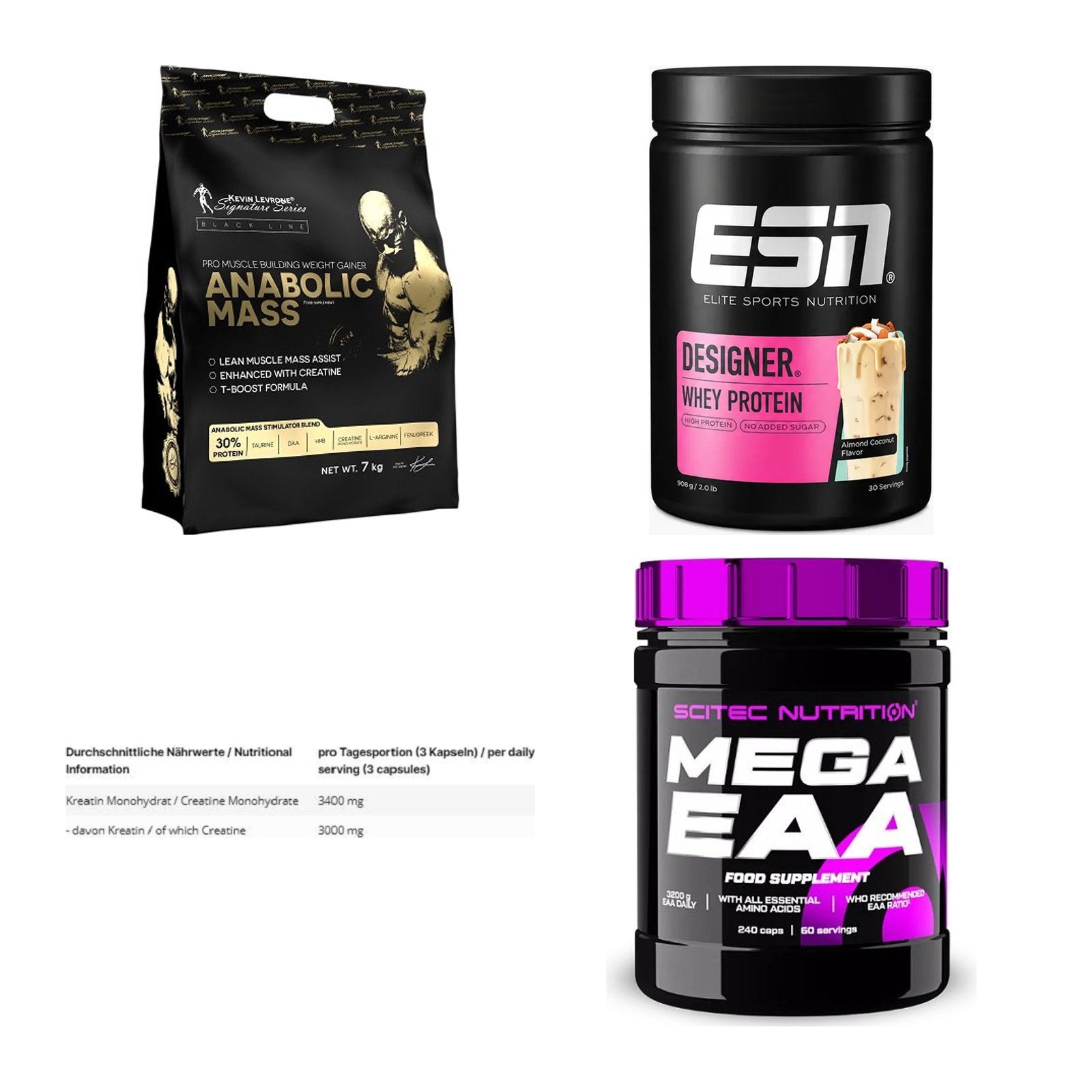 Masseaufbau für Fortgeschrittene: Kevin Levrone Anabolic + 3 weitere – alle enthaltenen Artikel