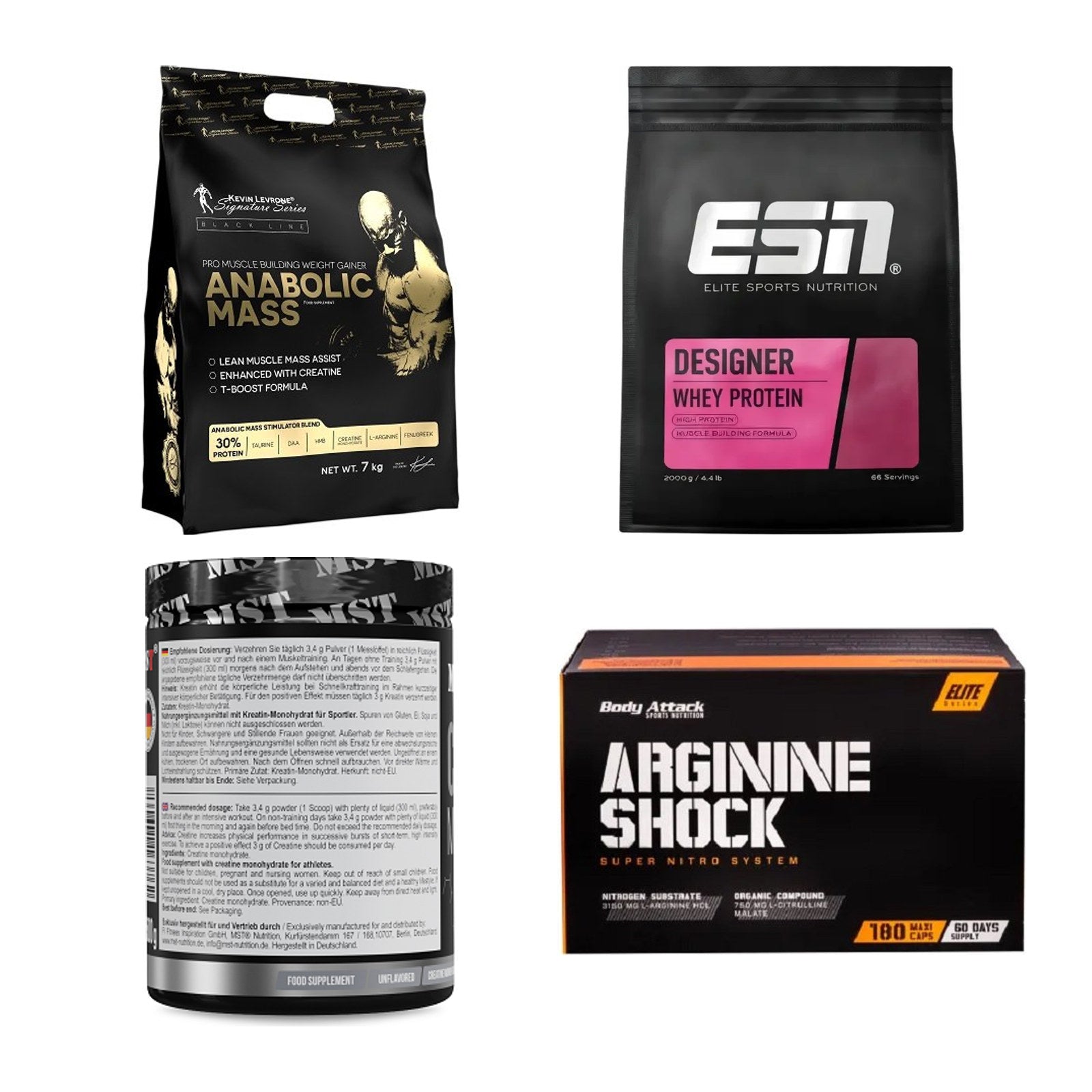 Masseaufbau für Fortgeschrittene: Kevin Levrone Anabolic + 3 weitere – alle enthaltenen Artikel