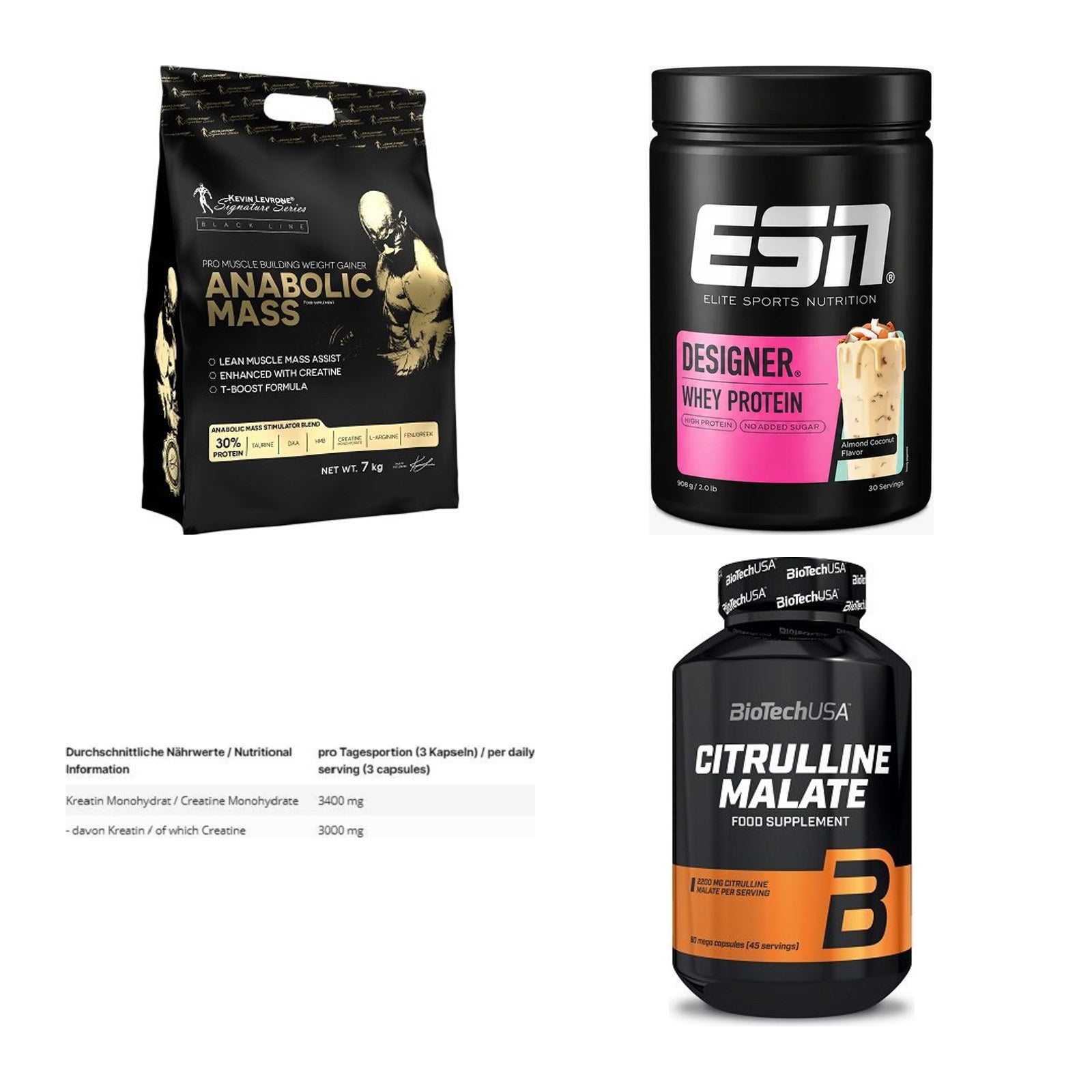 Masseaufbau für Fortgeschrittene: Kevin Levrone Anabolic + 3 weitere – alle enthaltenen Artikel