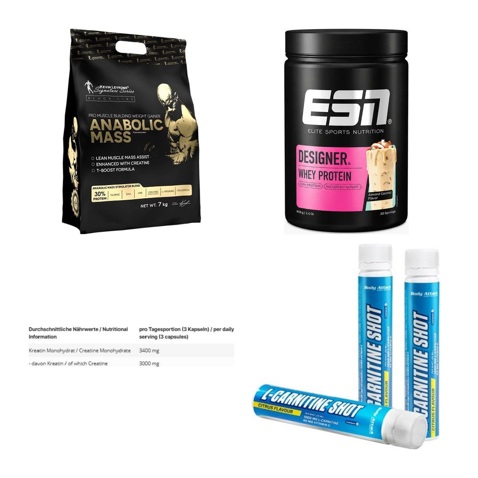 Masseaufbau für Fortgeschrittene: Kevin Levrone Anabolic + 3 weitere – alle enthaltenen Artikel