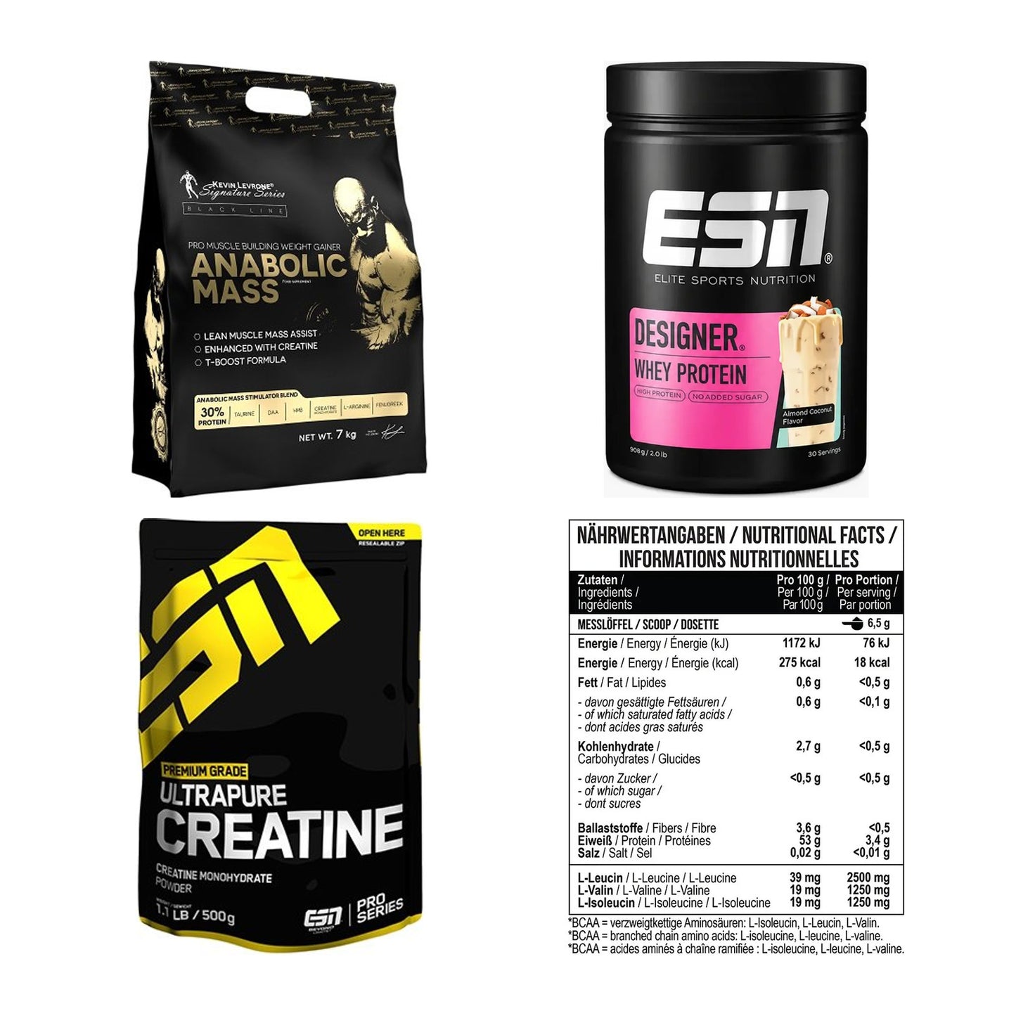 Masseaufbau für Fortgeschrittene: Kevin Levrone Anabolic + 3 weitere – alle enthaltenen Artikel