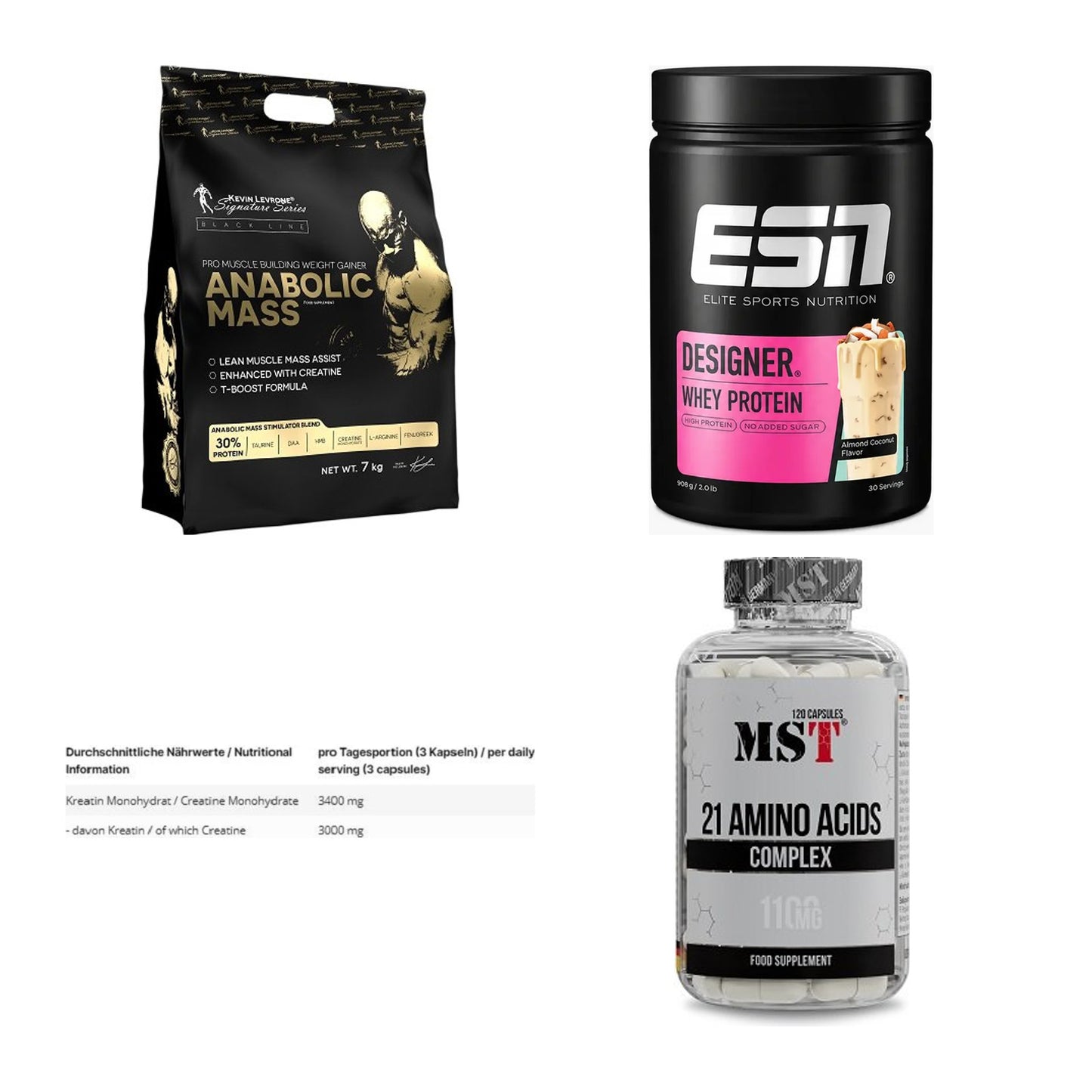 Masseaufbau für Fortgeschrittene: Kevin Levrone Anabolic + 3 weitere – alle enthaltenen Artikel