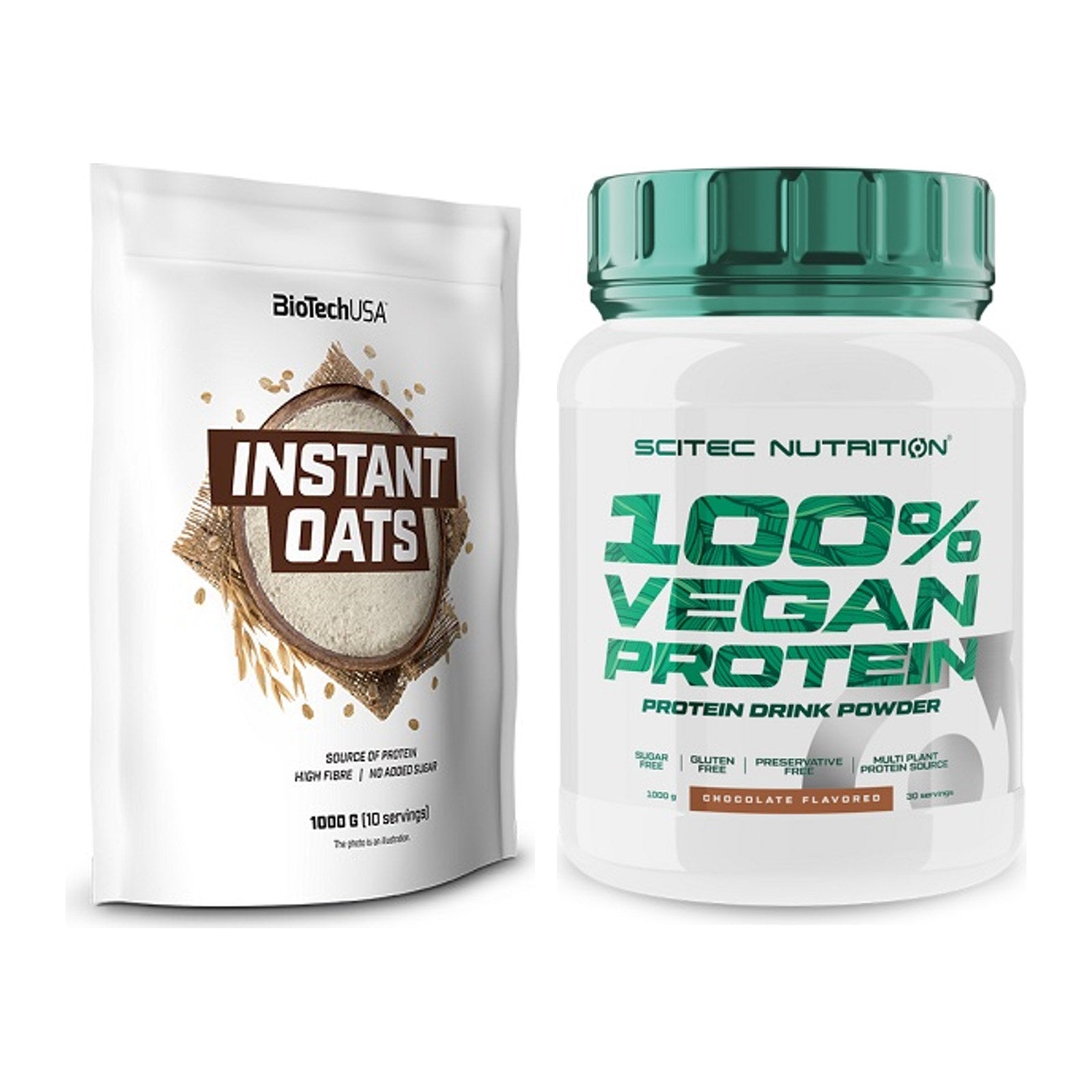 Protein-Frühstücks-Set: BioTech Instant Oats + Scitec 100% Vegan – alle enthaltenen Artikel