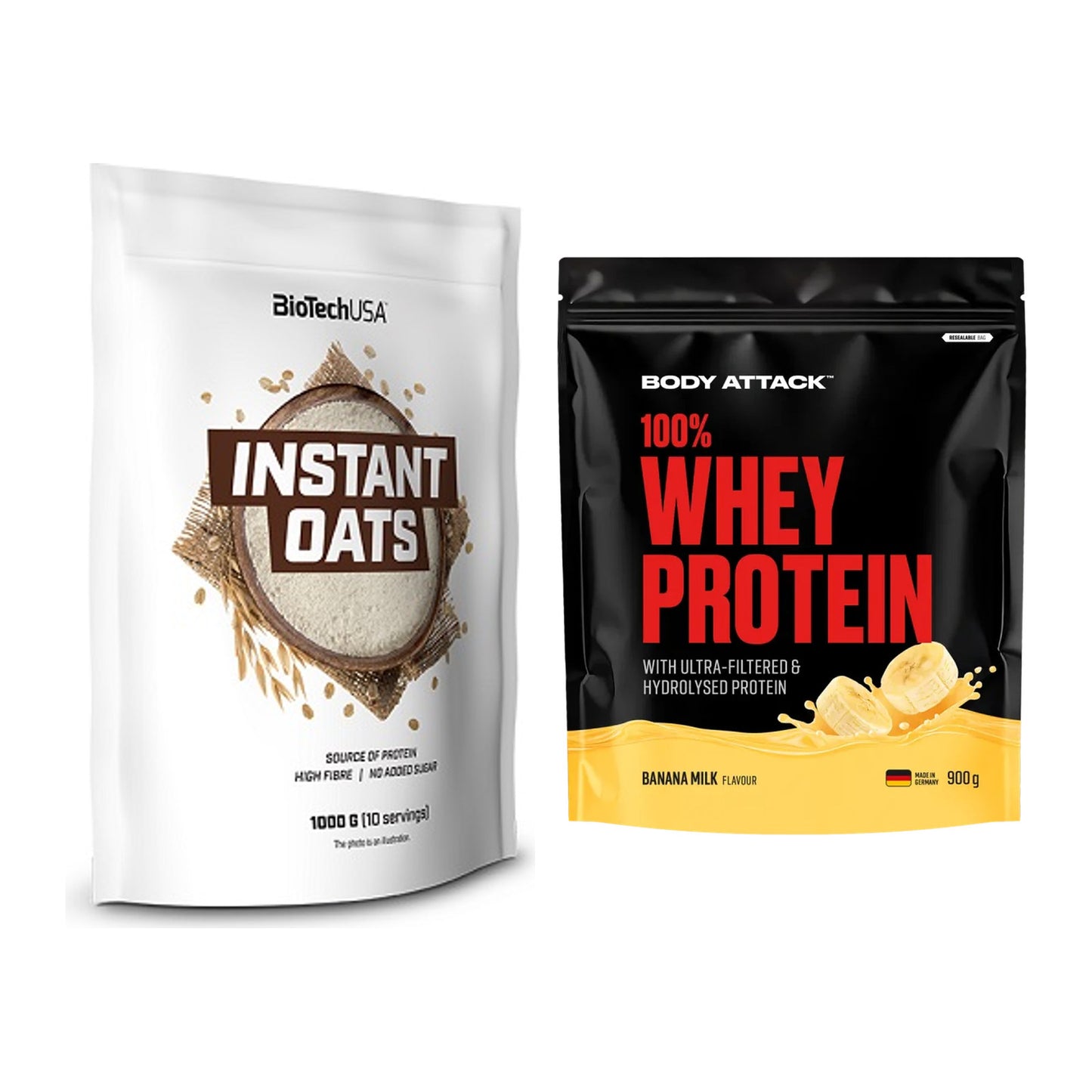 Protein-Frühstücks-Set: BioTech Instant Oats + Body Attack 100% Whey – alle enthaltenen Artikel