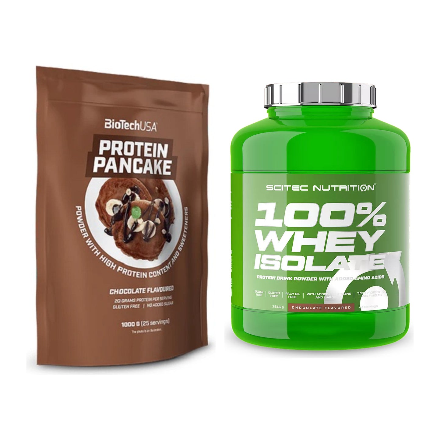Protein-Frühstücks-Set: BioTech Protein Pancake + Scitec Whey Isolate – alle enthaltenen Artikel