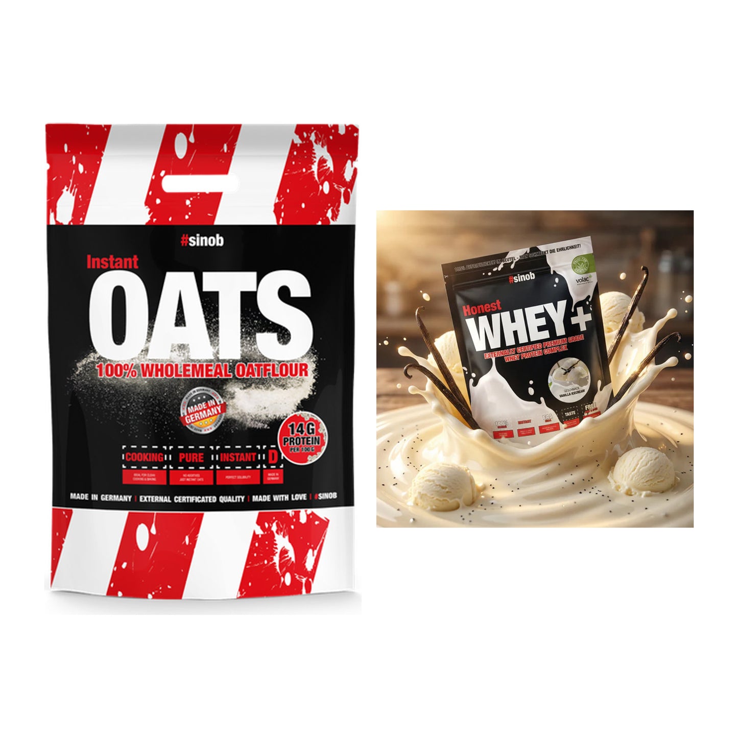 Protein-Frühstücks-Set: Sinob Instant Oats + Sinob Honest Whey+ – alle enthaltenen Artikel