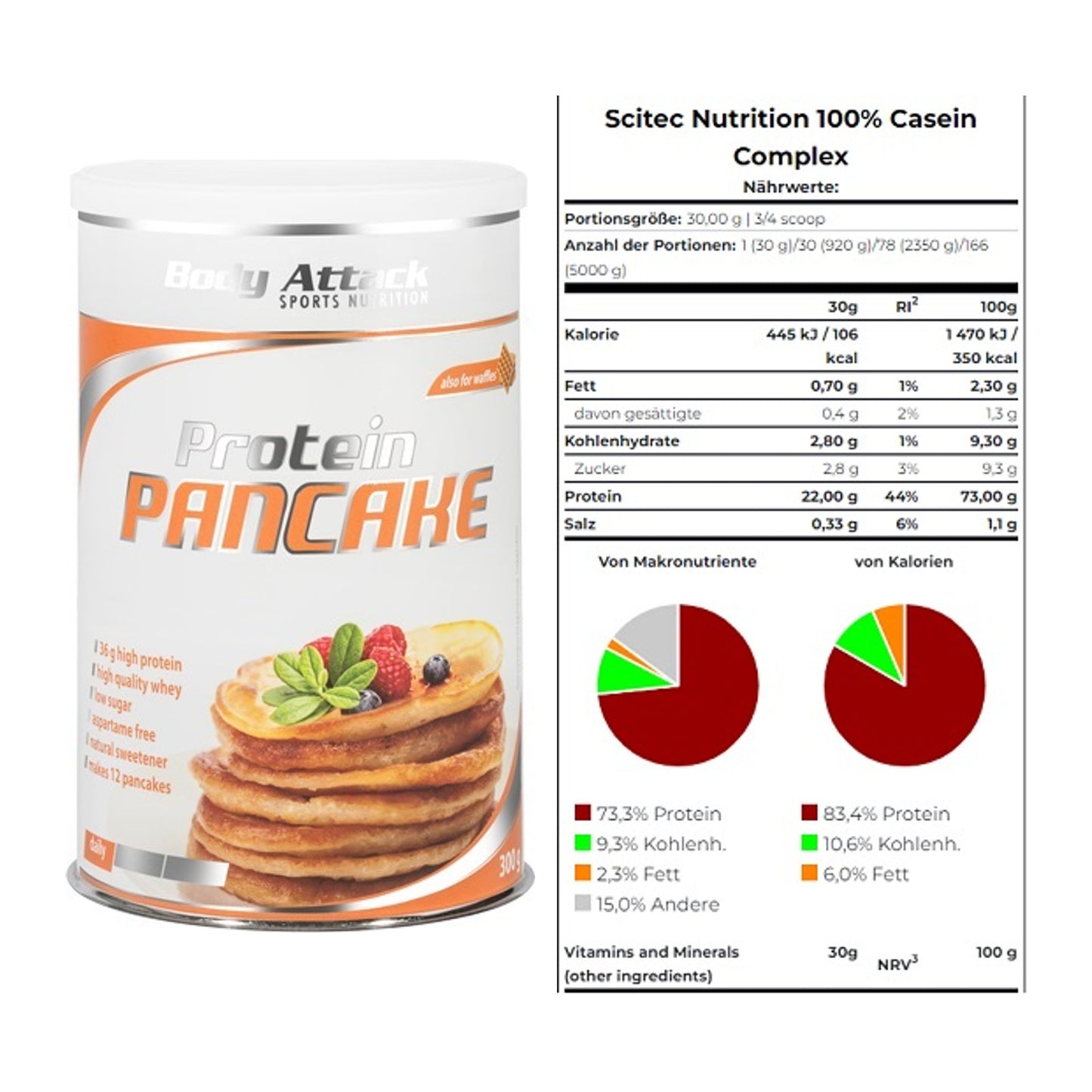 Protein-Frühstücks-Set: Body Attack Protein + Scitec Casein Complex – alle enthaltenen Artikel
