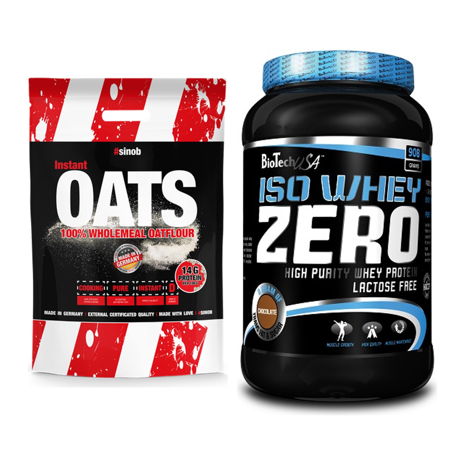 Protein-Frühstücks-Set: Sinob Instant Oats + BioTech Iso Whey Zero – alle enthaltenen Artikel