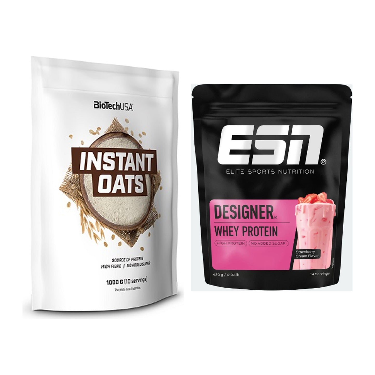 Protein-Frühstücks-Set: BioTech Instant Oats + ESN Designer Whey – alle enthaltenen Artikel