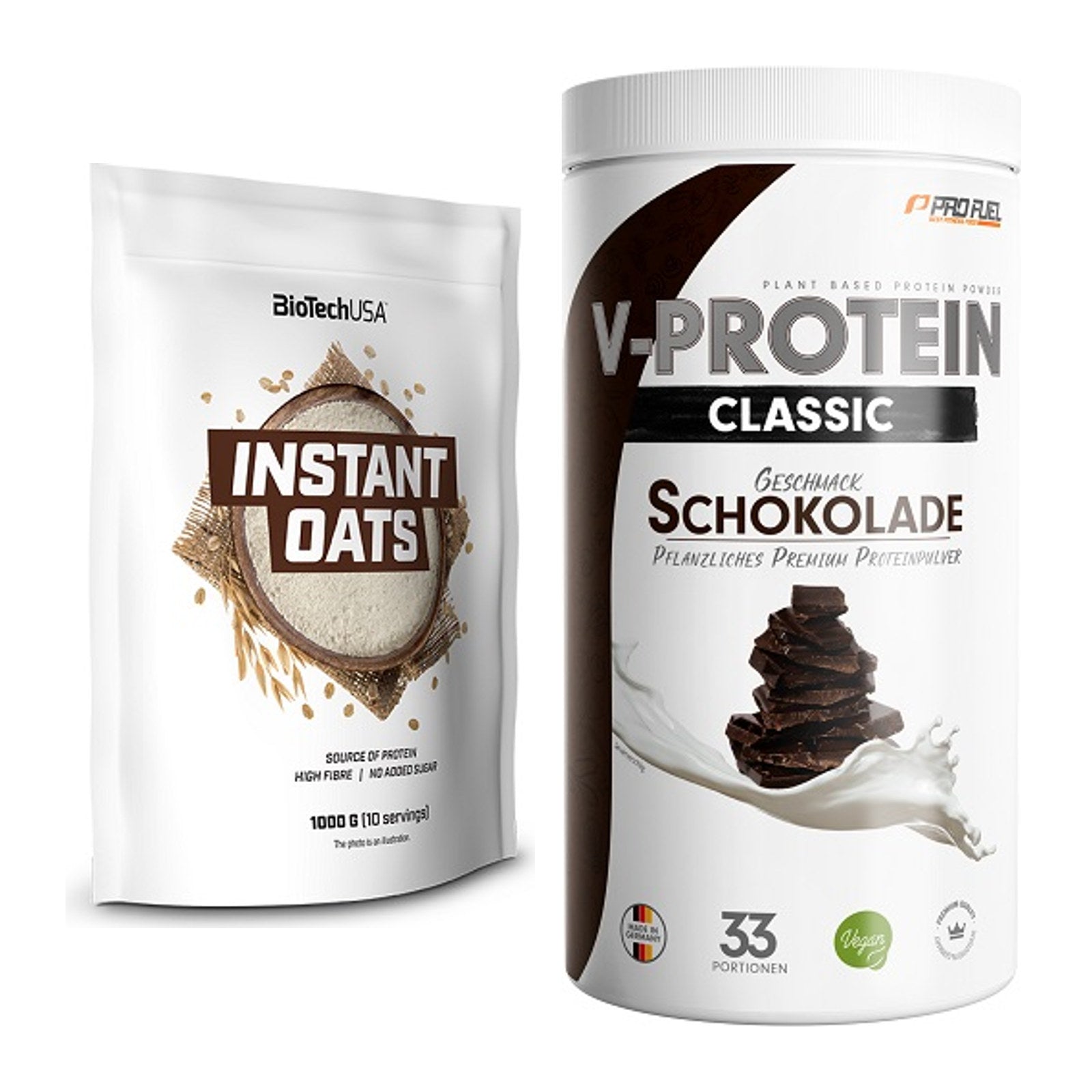 Protein-Frühstücks-Set: BioTech Instant Oats + ProFuel VEGAN PROTEIN – alle enthaltenen Artikel
