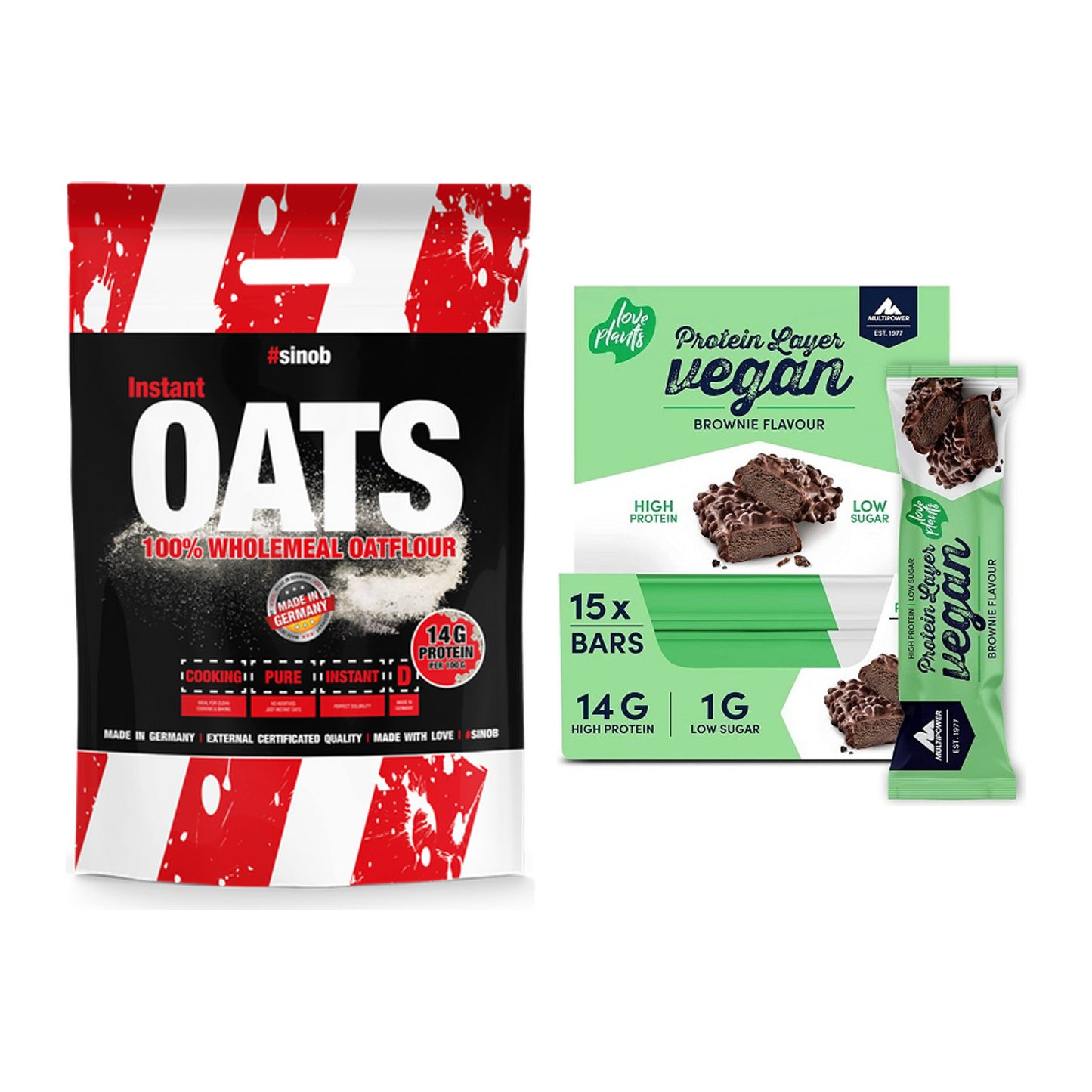 Protein-Frühstücks-Set: Sinob Instant Oats + Multipower Vegan – alle enthaltenen Artikel