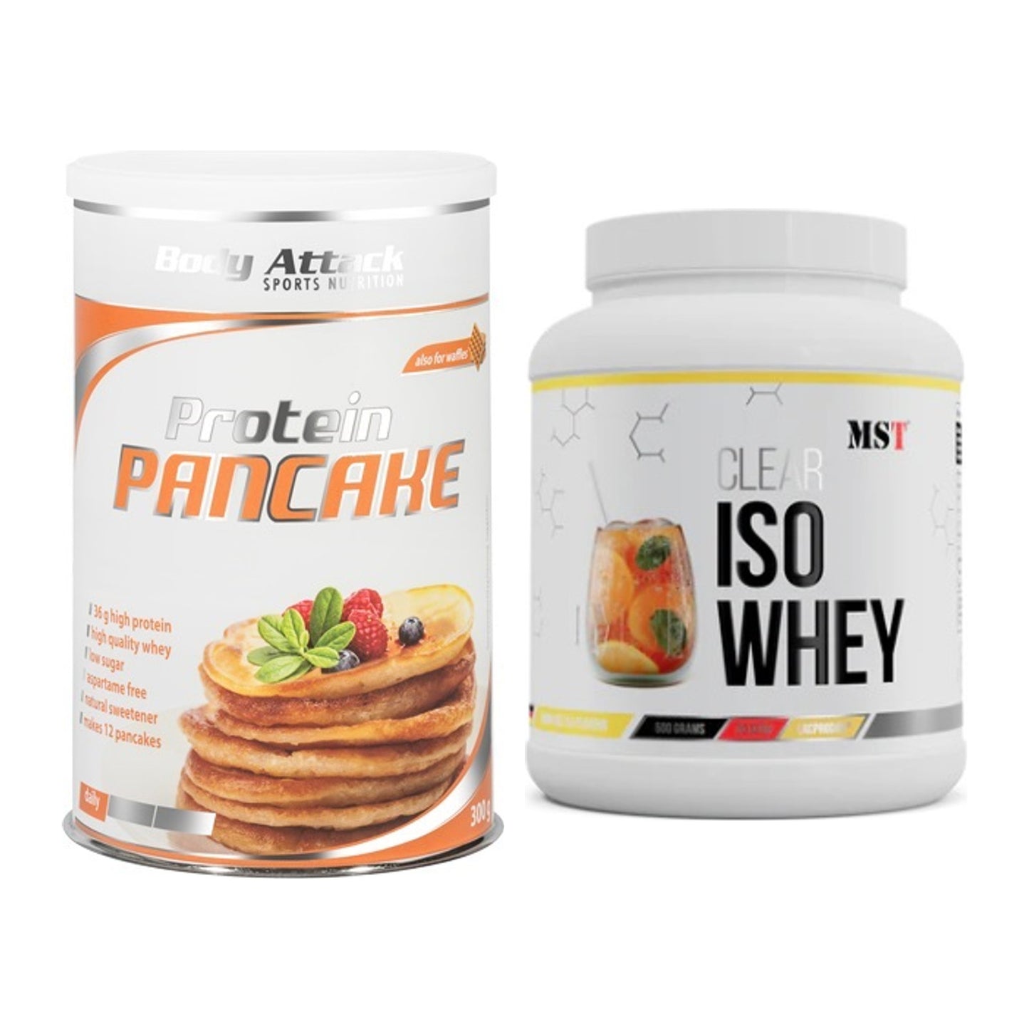 Protein-Frühstücks-Set: Body Attack Protein Pancake + MST Iso Clear – alle enthaltenen Artikel