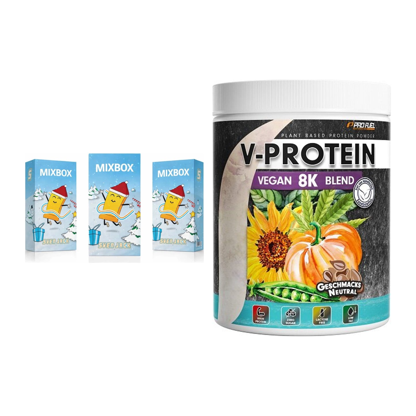 Protein-Frühstücks-Set: Sven Jack MIXBOX + ProFuel V-Protein – alle enthaltenen Artikel