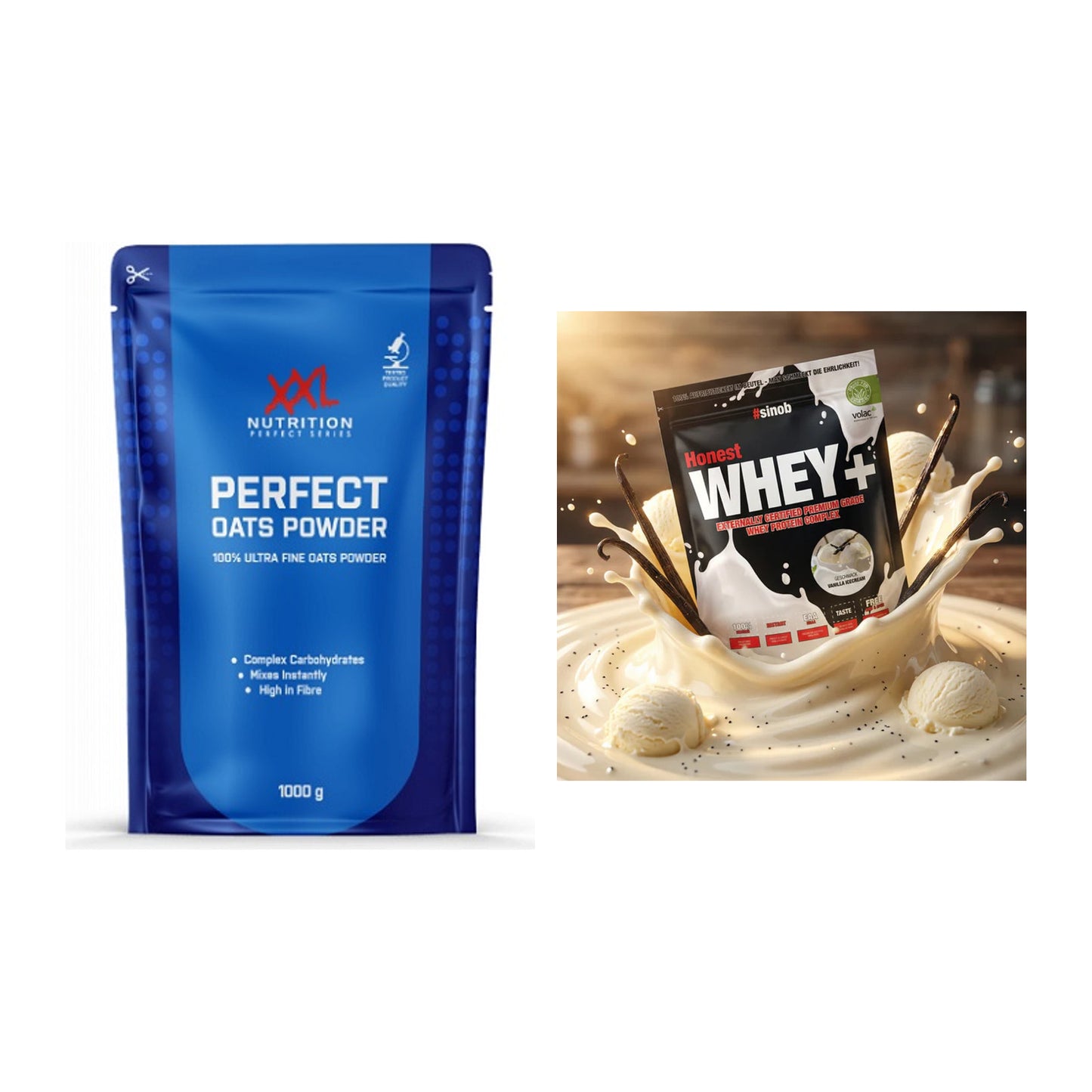 Protein-Frühstücks-Set: XXL Nutrition Perfect + Sinob Honest Whey+ – alle enthaltenen Artikel