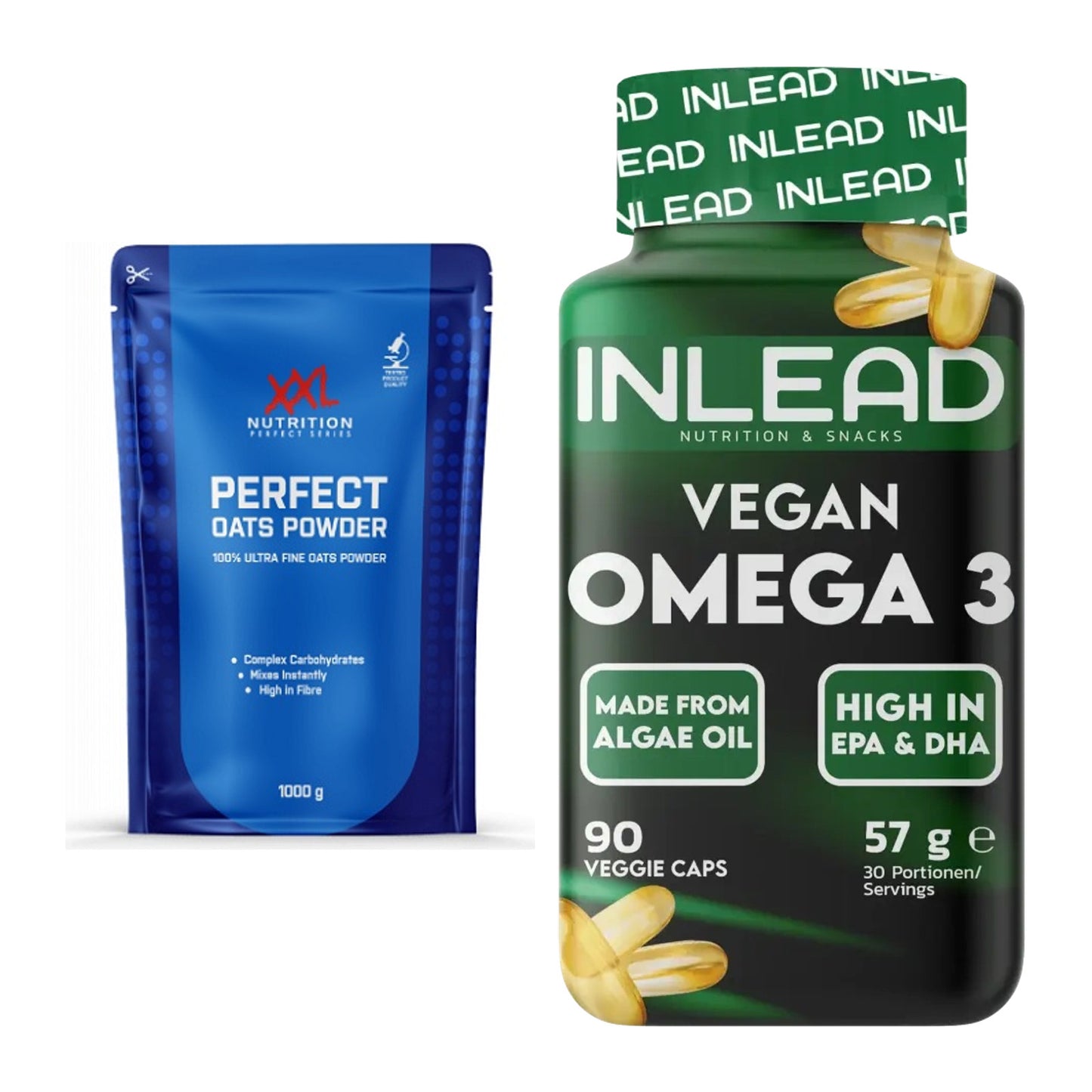 Protein-Frühstücks-Set: XXL Nutrition Perfect + INLEAD Vegan Omega 3 – alle enthaltenen Artikel