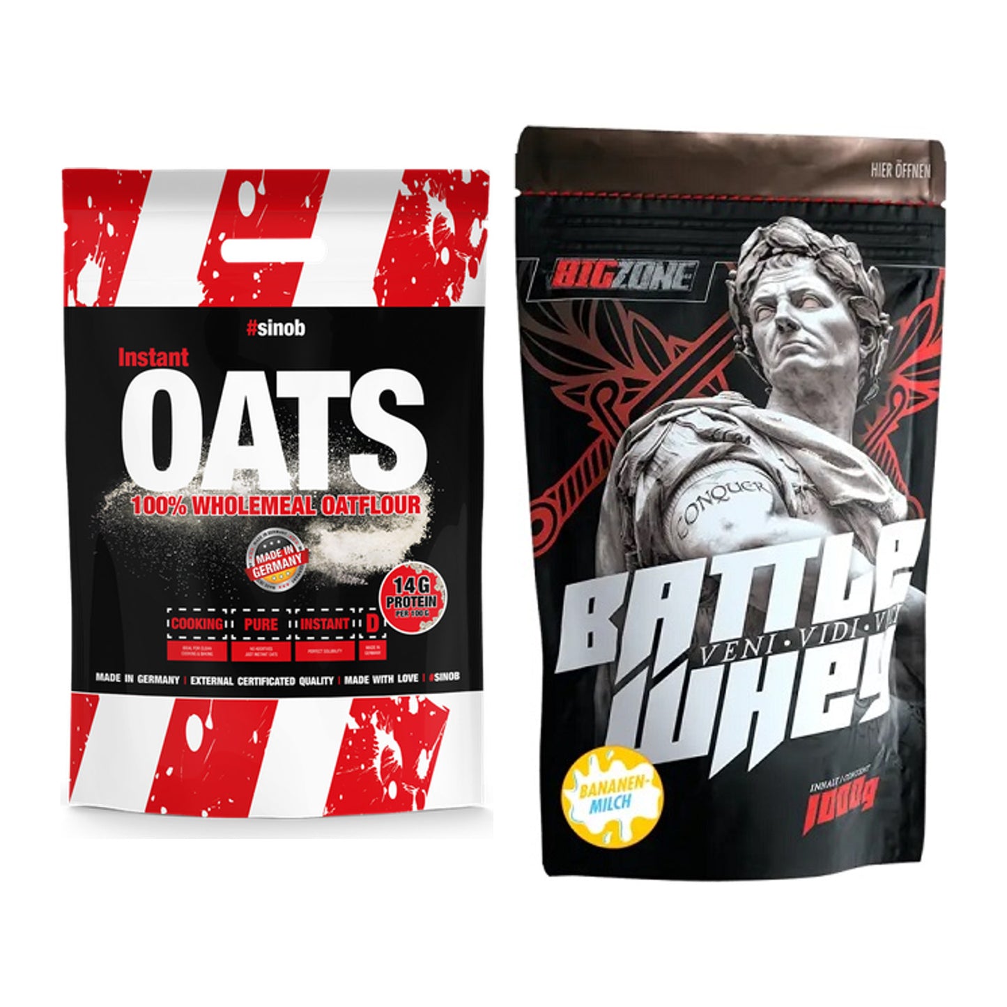 Protein-Frühstücks-Set: Sinob Instant Oats + Big Zone Battle Whey – alle enthaltenen Artikel