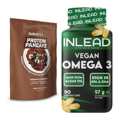 Protein-Frühstücks-Set: BioTech Protein Pancake + INLEAD Vegan Omega 3 – alle enthaltenen Artikel