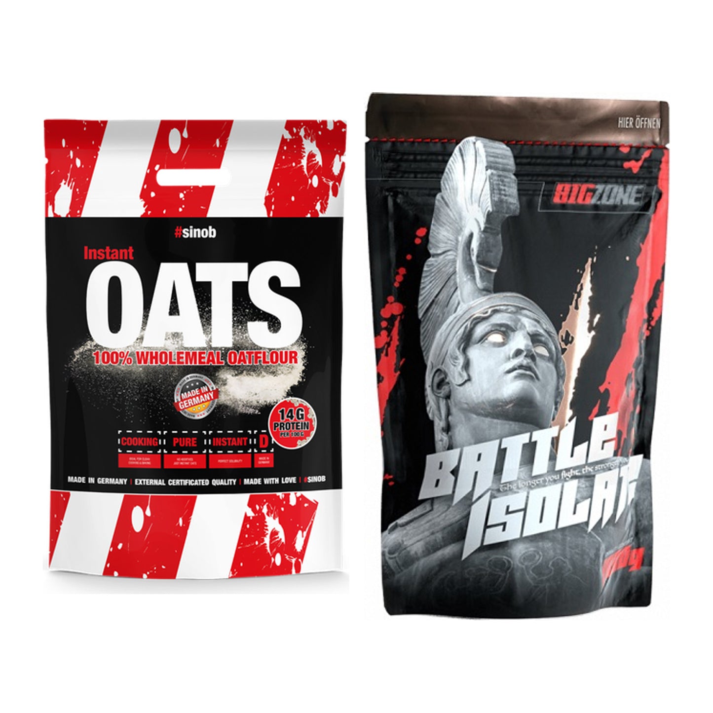 Protein-Frühstücks-Set: Sinob Instant Oats + Big Zone Battle Isolate – alle enthaltenen Artikel