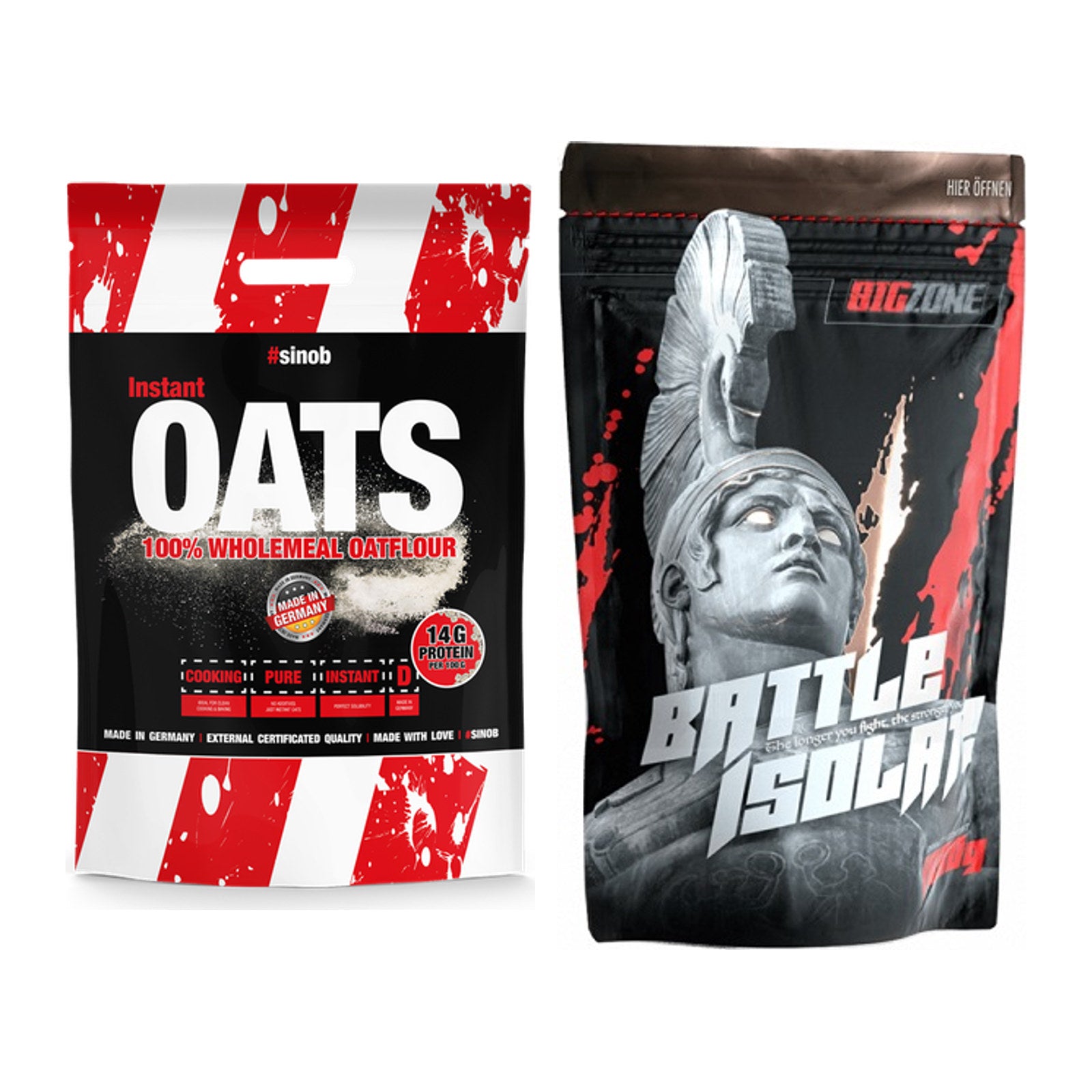 Protein-Frühstücks-Set: Sinob Instant Oats + Big Zone Battle Isolate – alle enthaltenen Artikel